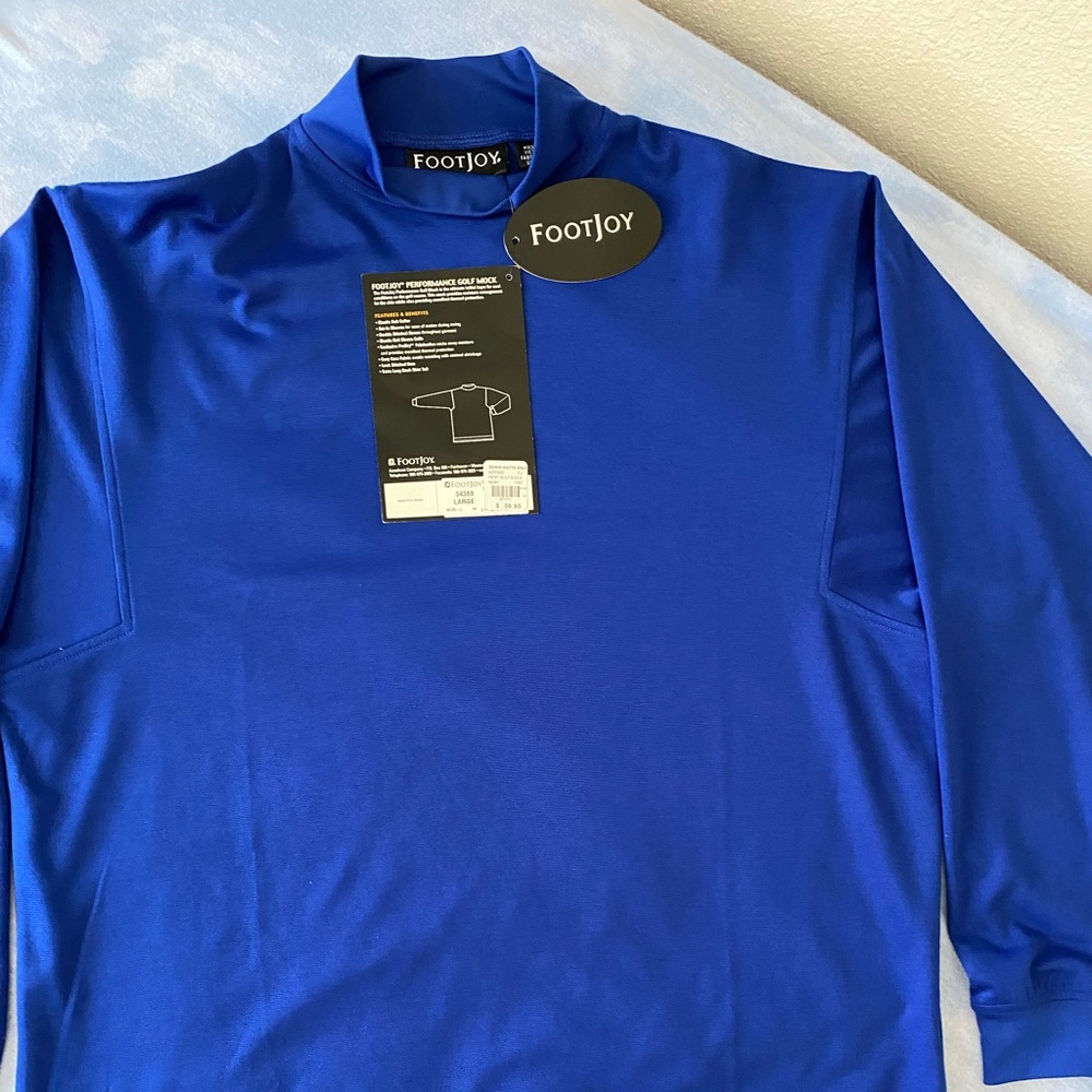 FootJoy Performance Golf Mock, Blue, LongSleeve L.